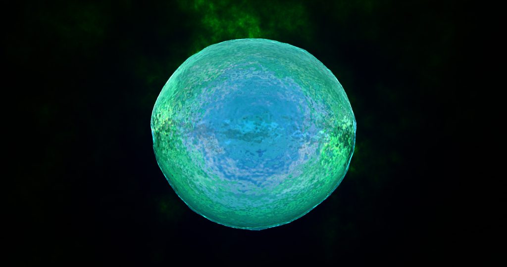 Abstract round green melted sphere liquid iridescent futuristic swirling, abstract background morphing