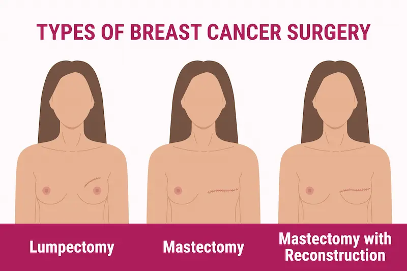 Types of breast cancer surgery: Lumpectomy, Mastectomy and Reconstruction