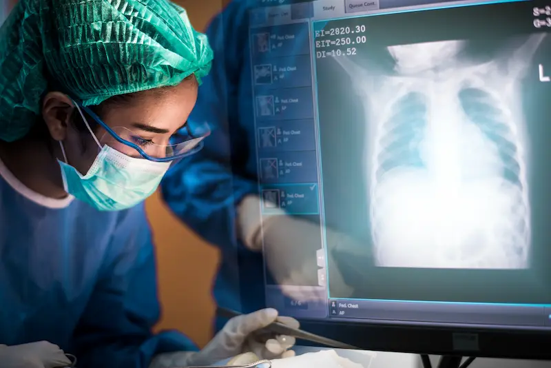Surgeon Performing Lung Transplant Operation